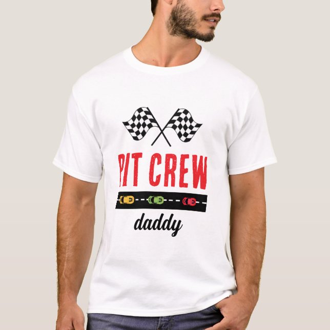 Camiseta Pai de Tripulação Branca de Carro Race (Frente)
