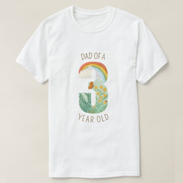 Camiseta Pai de um veículo natural de três anos (Frente do Design)