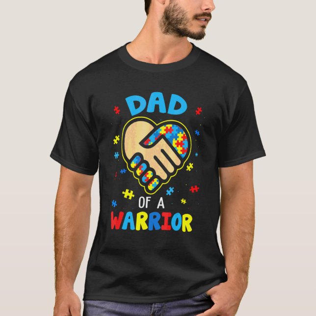 Camiseta Pai De Uma Sensibilização Para O Autismo Do Guerre (Frente)