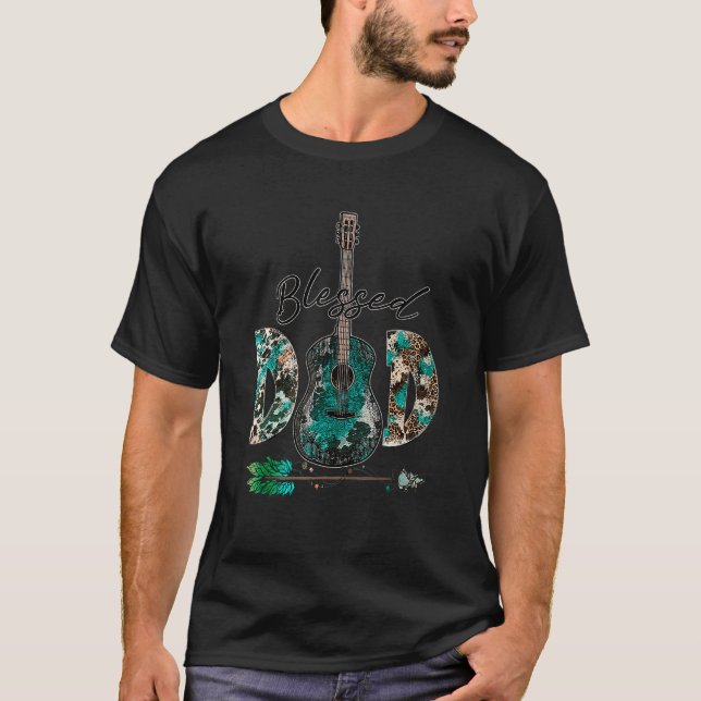 Camiseta Pai de violão Pai abençoado do oeste de Leopardo D (Frente)