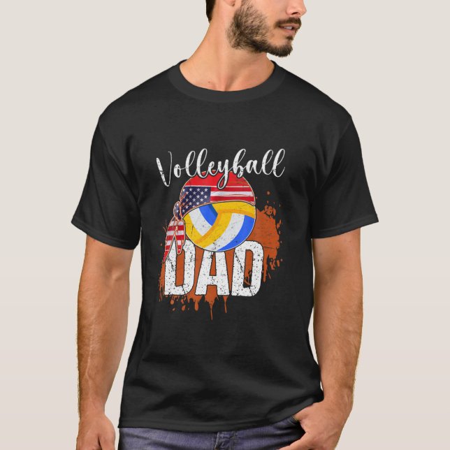 Camiseta Pai de vôlei joga bandeira americana (Frente)