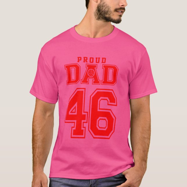 Camiseta Pai de Voleibol Orgulhoso Número 46 R (Frente)