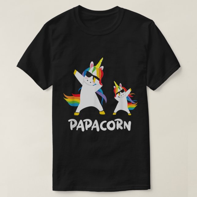 Camiseta Pai de vovô engraçado Papa Unicorn Papacorn Dab Da (Frente do Design)