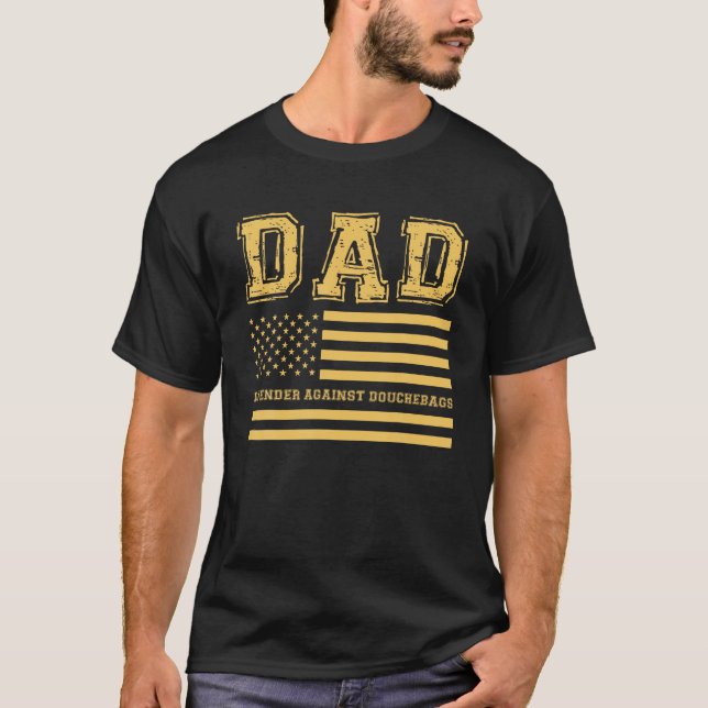 Camiseta PAI Defender contra Douchebags American Flag T Sh (Frente)