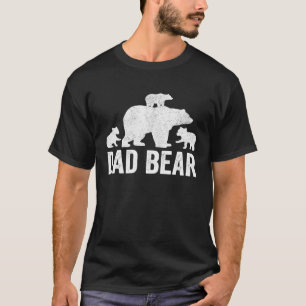 Camiseta Pai Dia de os pais do Urso do pai Três Crianças Cu