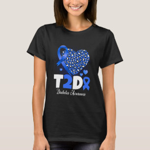 Camiseta Pai Diabético T2D Mãe Cardíaco Tipo 2 Diabetes Awa
