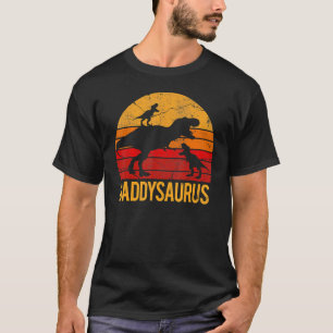 Camiseta Pai Dinossaur Daddysaurus 2 Duas Crianças Dia Pai