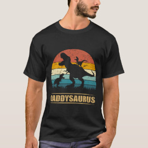 Camiseta Pai Dinossaur Daddysaurus 2 Duas Crianças Engraçad