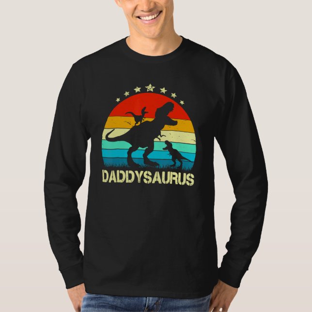 Camiseta Pai Dinossaur Daddysaurus 2 Filhos Pai (Frente)