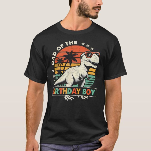 Camiseta Pai Dinossauro Aniversário Menino Mãe Família Comb (Frente)