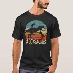 Camiseta Pai Dinossauro Daddysaurus 2 Crianças Dia de os pa