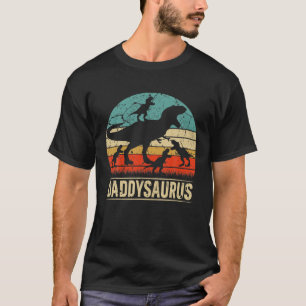 Camiseta Pai Dinossauro T Rex Daddysaurus 4 Crianças
