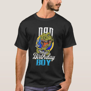 Camiseta Pai Do Aniversário T Rex Boy Coching Video Gamer