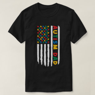 Camiseta Pai do Autismo Bandeira Americana, conscientização