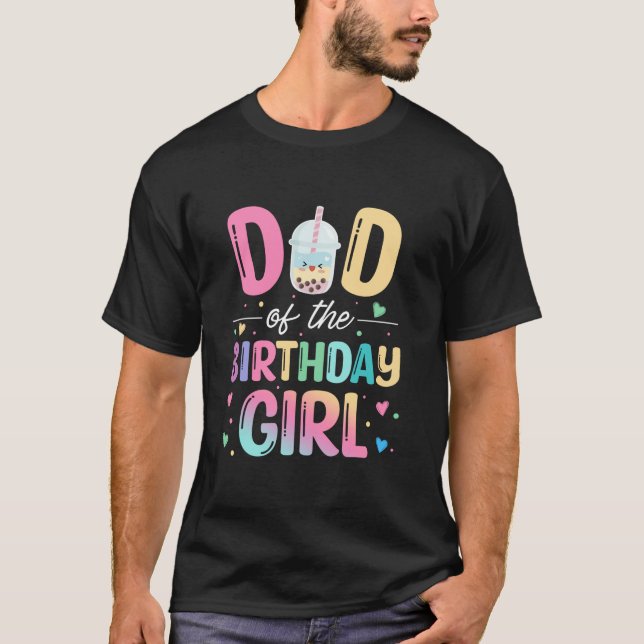Camiseta Pai Do Bicho Da Garota De Aniversário Boba Tea Par (Frente)
