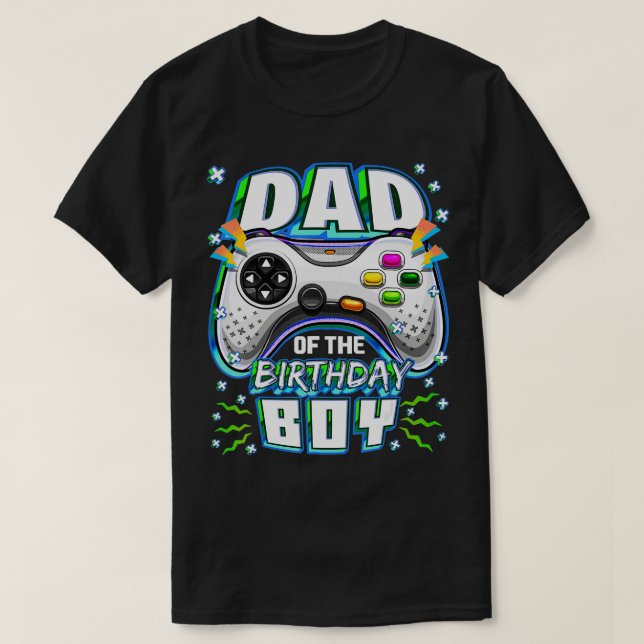 Camiseta Pai do Birthday Boy Matching Video Birthday P (Frente do Design)