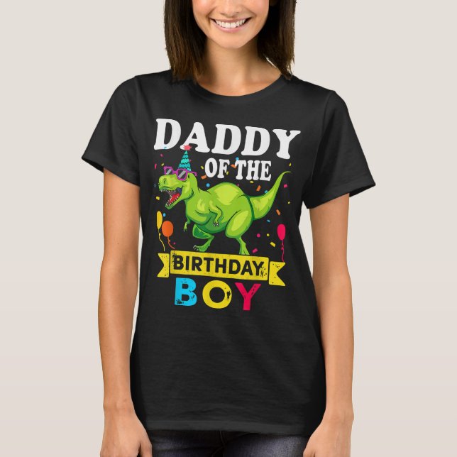 Camiseta Pai do Birthday Boy T-Rex RAWR Dinossaur Birt (Frente)
