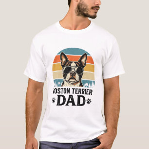 Camiseta Pai do Boston Terrier Design Vintage Amante de Cãe