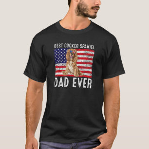 Camiseta Pai do Cocker Spaniel EUA  Bandeira Americana Span
