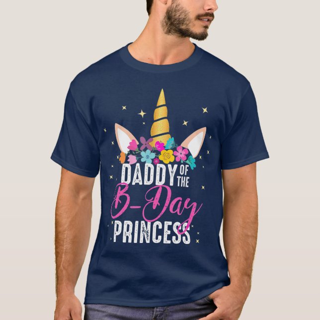 Camiseta Pai Do Dia B Princesa Padre Oferece Unicórnio (Frente)