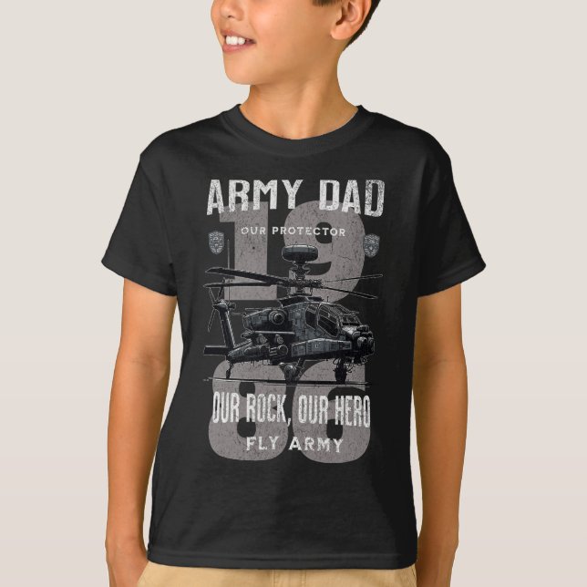 Camiseta Pai do Exército Dia de os pais Militar Apache Heli (Frente)