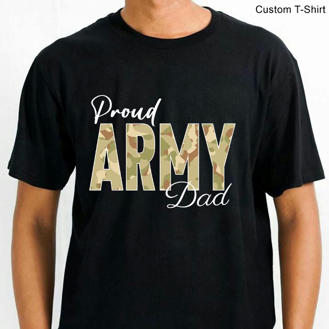 Camiseta Pai do exército orgulhoso / Preto da família milit (Proud Army Dad / Military Family Black T-Shirt)