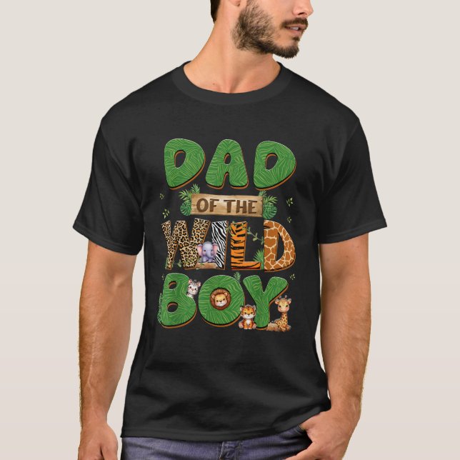 Camiseta Pai Do Garoto De Aniversário Selvagem Uma Família  (Frente)