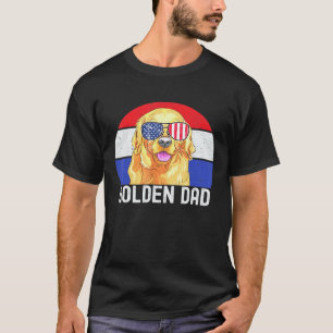 Camiseta Pai do Golden Retriever Patriótico Engraçado Vinta