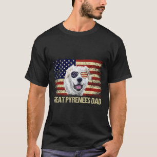 Camiseta Pai do Grande Pirenéus Vintage Bandeira Americana