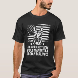 Camiseta Pai do Malinois Belga Amante de Cães Bandeira Amer
