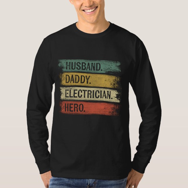 Camiseta Pai Do Marido Elétrico Hero Funny Lineman Pai G (Frente)