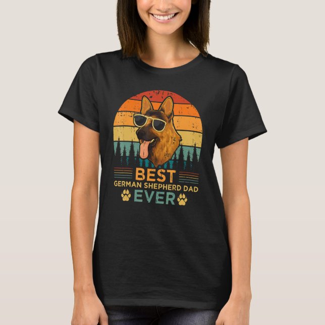 Camiseta Pai do Melhor German shepherd do Sunset da Retro V (Frente)