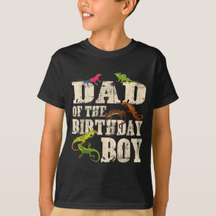 Camiseta Pai do Menino de Aniversário Répteis Lagarto Temát