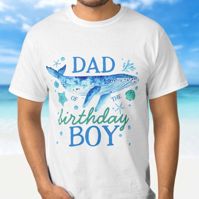 Camiseta Pai do menino de aniversário sob a baleia marinha (Dad of The Birthday Boy Under the Sea Whale T-Shirt)