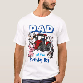 Camiseta Pai do Menino do Aniversário Animais da Fazenda