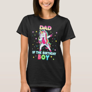 Camiseta Pai Do Menino Do Aniversário Dabbing Unicórnio Fam