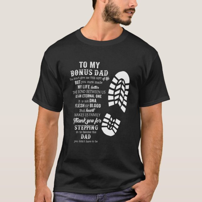 Camiseta Pai Do Mens Bonus Do Stepdad Para Daug (Frente)