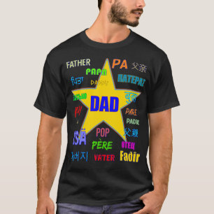 Camiseta Pai do pai Muitos Idiomas Estrela Amarela