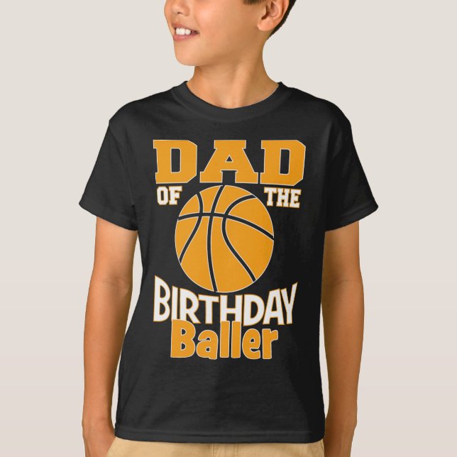Camiseta Pai Do Partido Pensado De Basquete De Aniversário (Frente)
