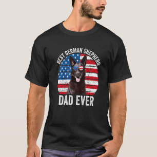 Camiseta Pai do Pastor Alemão Preto Masculino Bandeira Amer