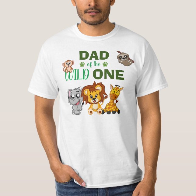 Camiseta Pai do primeiro aniversario Safari Selvagem Única (Frente)