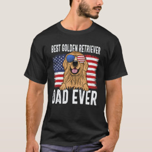 Camiseta Pai do Retriever Dourado da Bandeira Americana Cão