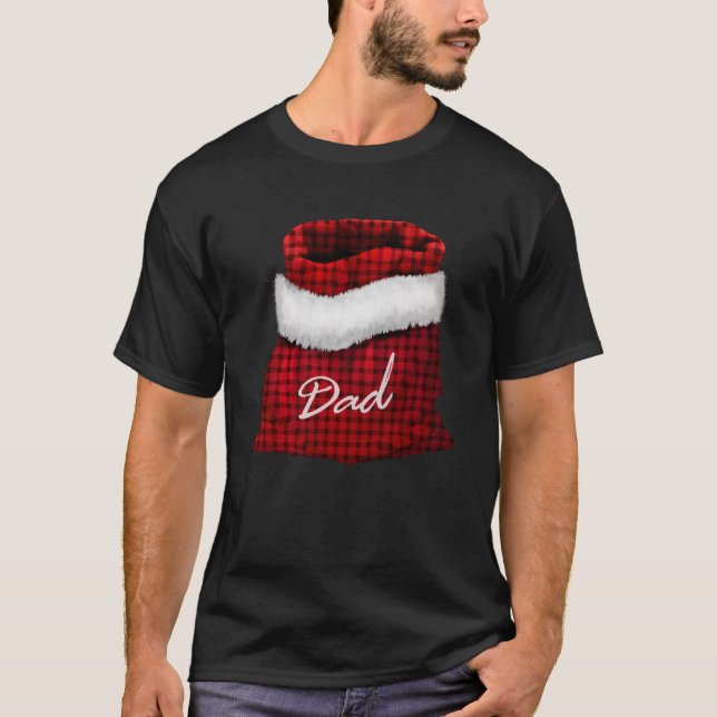 Camiseta Pai do Saco Vermelho do Papai Noel Xadrez Buffalo (Frente)