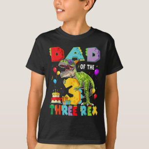 Camiseta Pai do Three Rex de 3 anos de idade Menino Dinossa