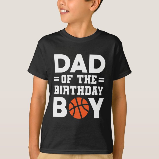 Camiseta Pai Do Treinador De Basquete De Birthday Boy Baske (Frente)