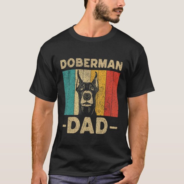 Camiseta Pai Doberman Doberman Pinscher retrô (Frente)