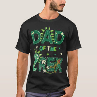 Camiseta Pai Dos Dois Rex Aniversário Dinossauro Família