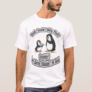 Camiseta Pai e Bebê Pinguim Piada de Óleo Engraçada Animal