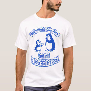 Camiseta Pai e Bebê Pinguim Piada de Óleo Engraçada Animal 