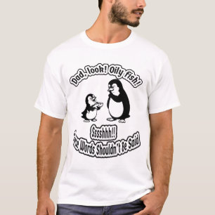 Camiseta Pai e Bebê Pinguim Piada de Óleo Engraçada Animal